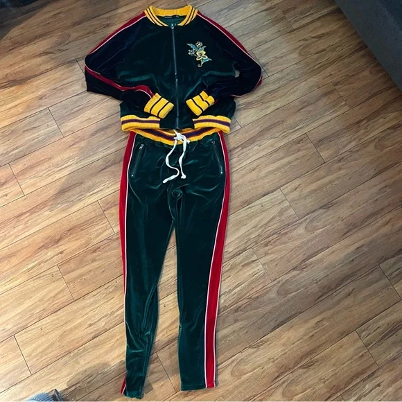 Hudson Green Navy Red Velour Tracksuit Men’s Size XL - Picture 2 of 15